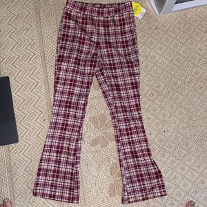 Plaid print flare pants